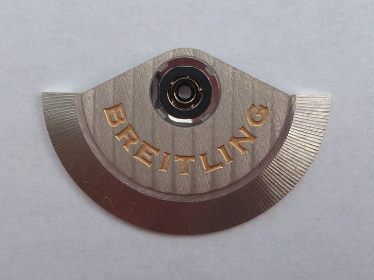 Close-up of the Breitling rotor of a Valjoux 7750 automatic chronograph movement