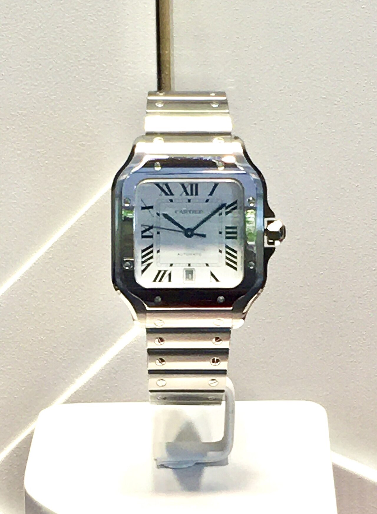 Cartier Santos wristwatch on wrist