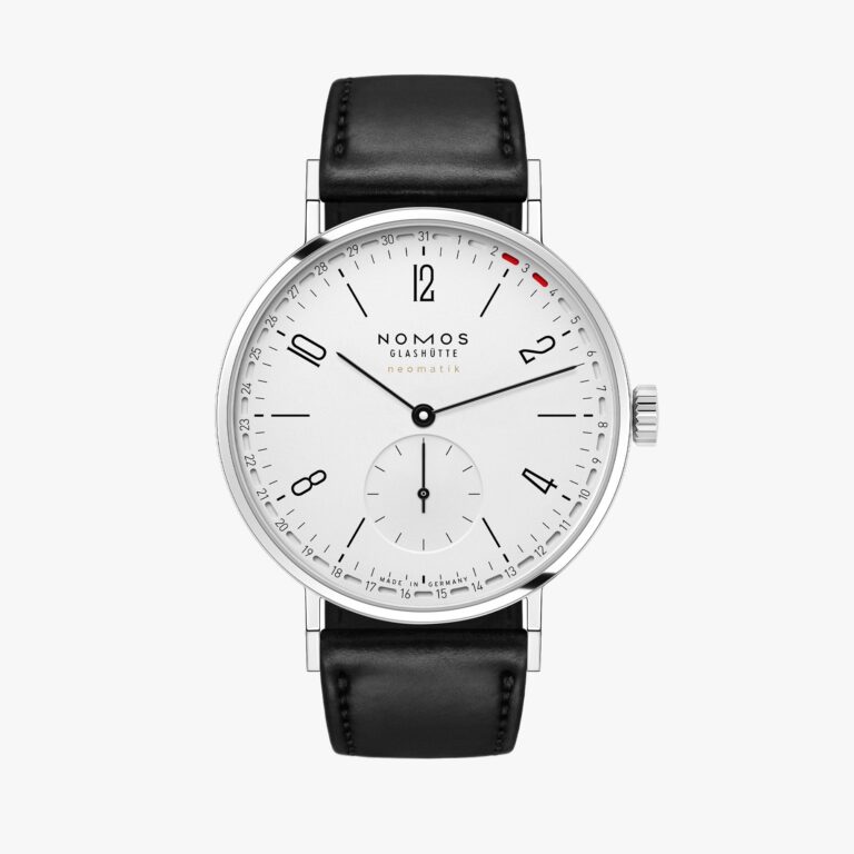 NOMOS Tangente Neomatik 38 Update ref. 147 white silver-plated dial with red ring date