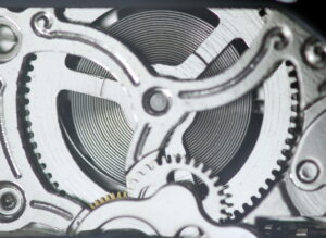 Mainspring and slip clutch bridle inside a Sea-Gull ST16 automatic watch movement preventing overwinding