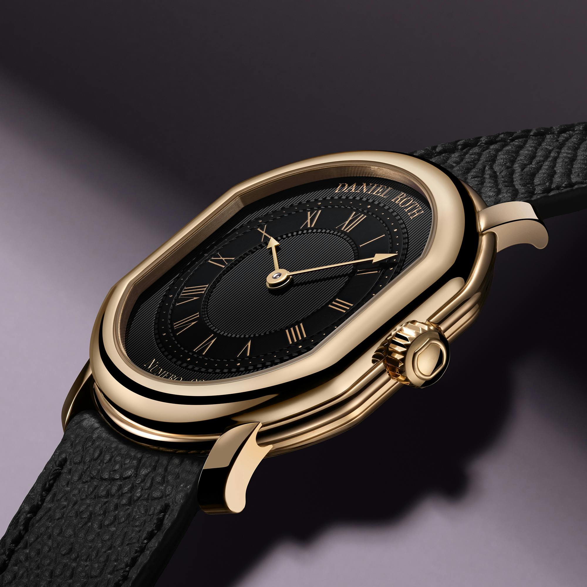 Daniel Roth Extra Plat Rose Gold Gilt black gilt dial close-up