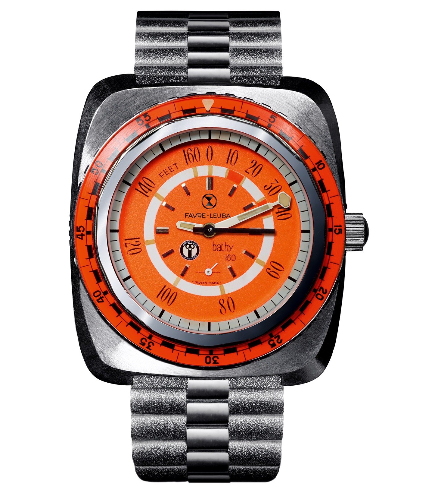 Favre Leuba Bathy from 1968, world's first mechanical wristwatch displaying dive depth