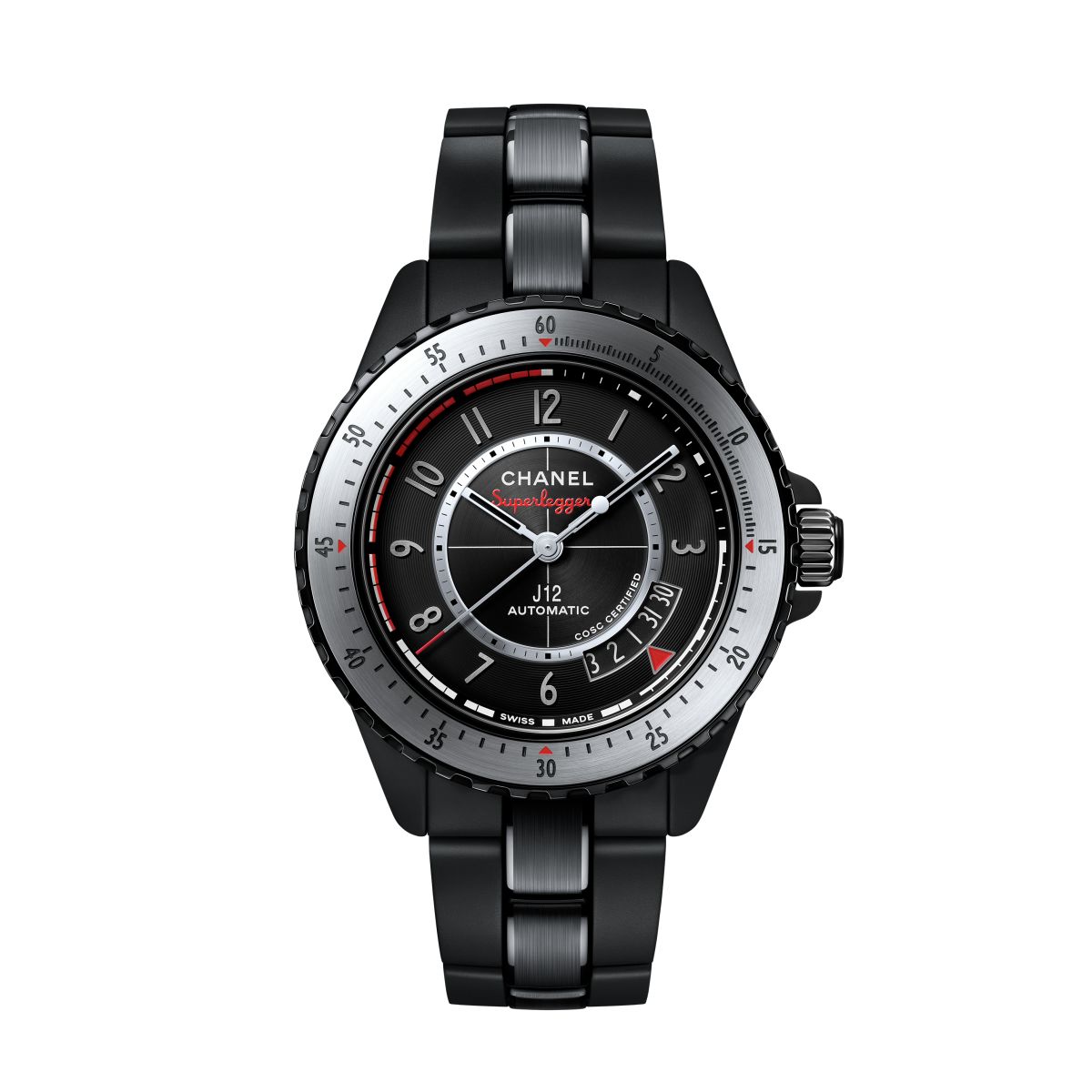 Chanel J12 SUPERLEGGERA Caliber 12.1 42mm reference H11059 in matte black ceramic with open date window
