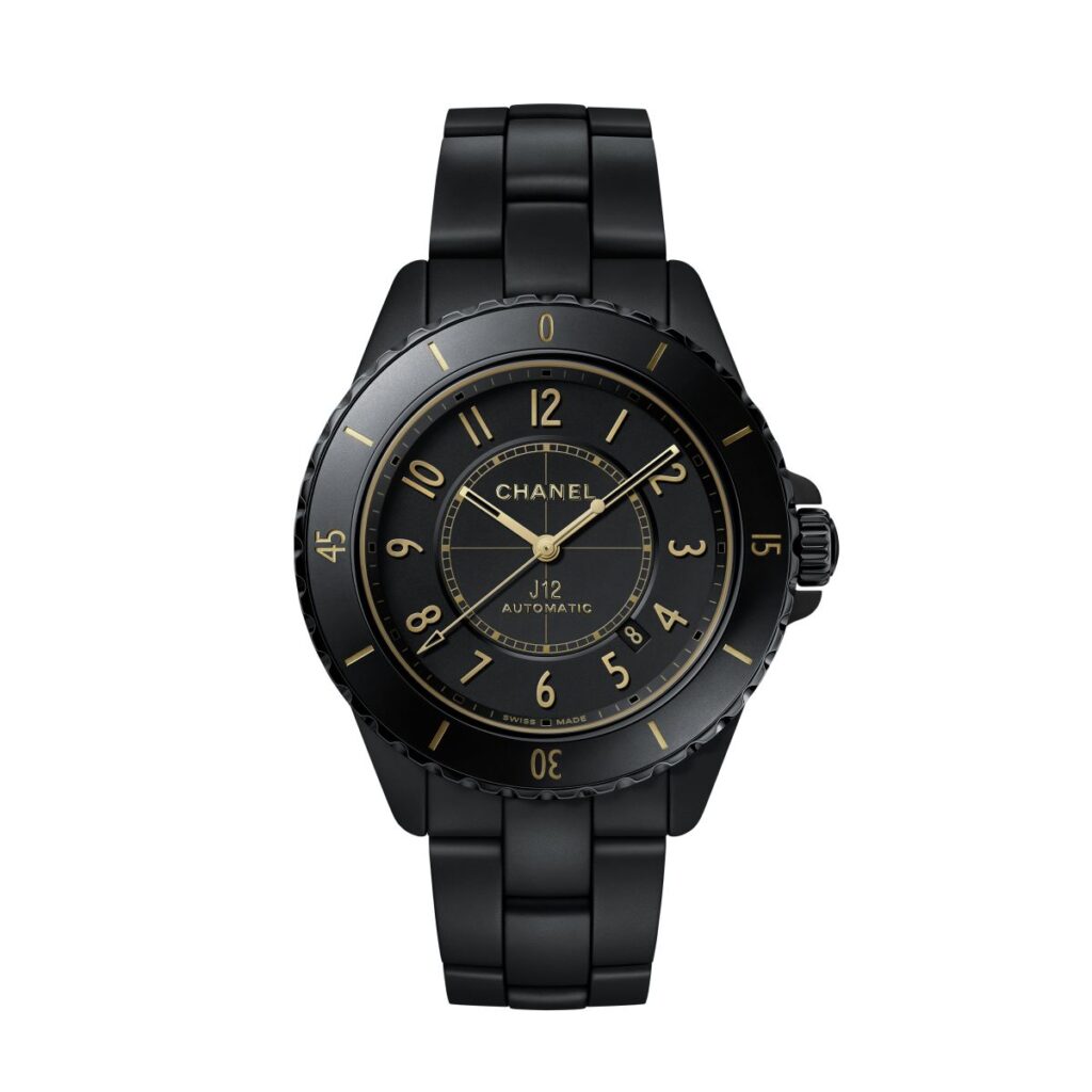 Chanel J12 Golden Black Caliber 12.1 42mm reference H11060 matte black ceramic case and pale gold accents