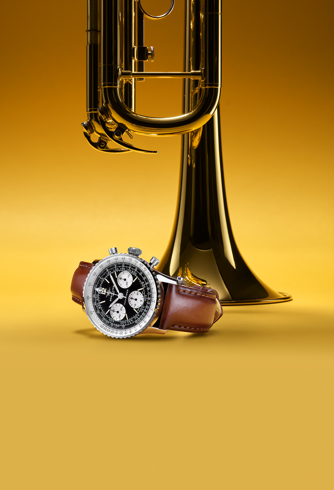 Breitling Navitimer B09 Chronograph 41 Miles Davis on brown leather strap, storytelling image from Breitling