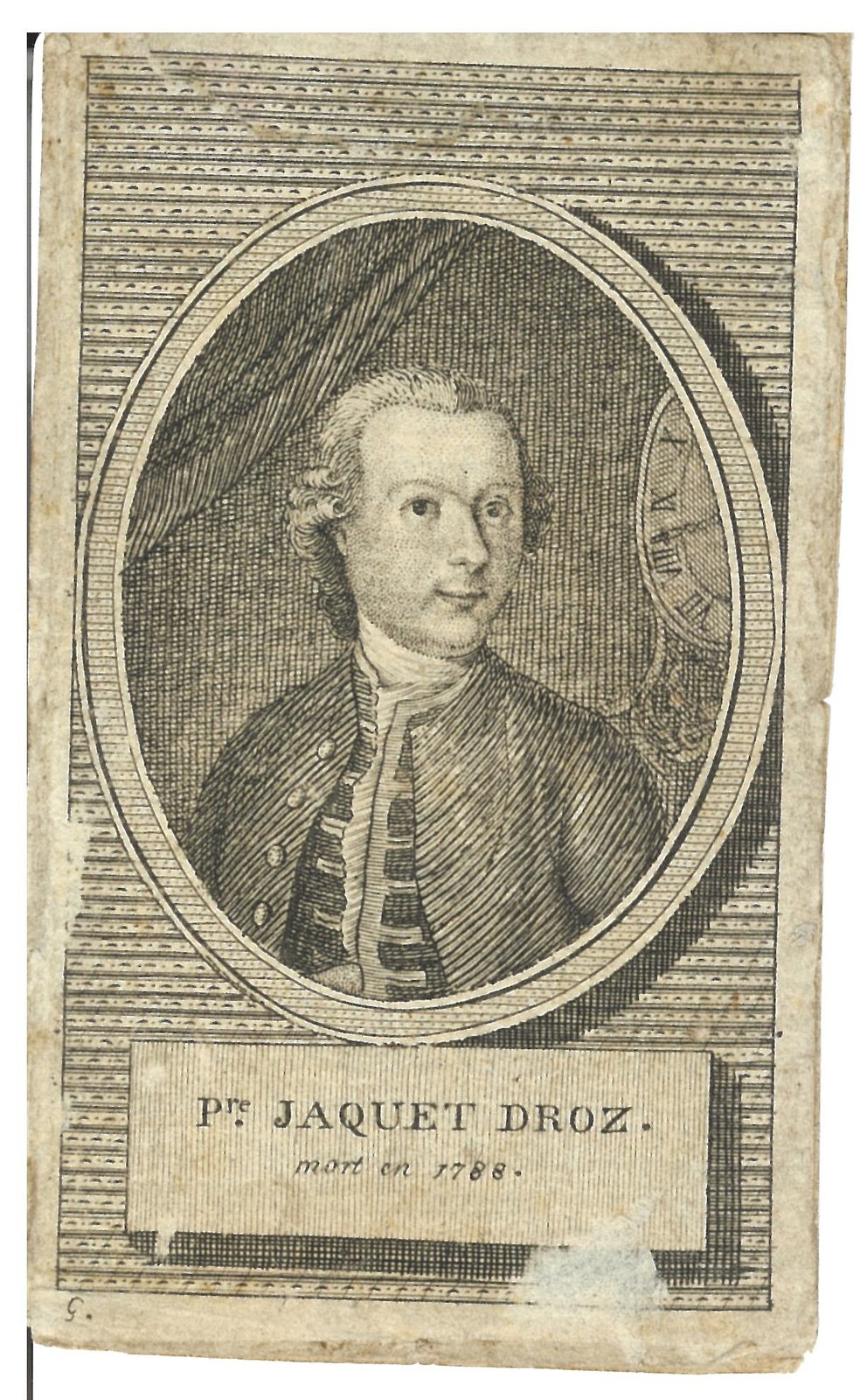 Portrait of Pierre Jaquet-Droz, founder of Jaquet Droz, from the Musee d'histoire de Neuchatel