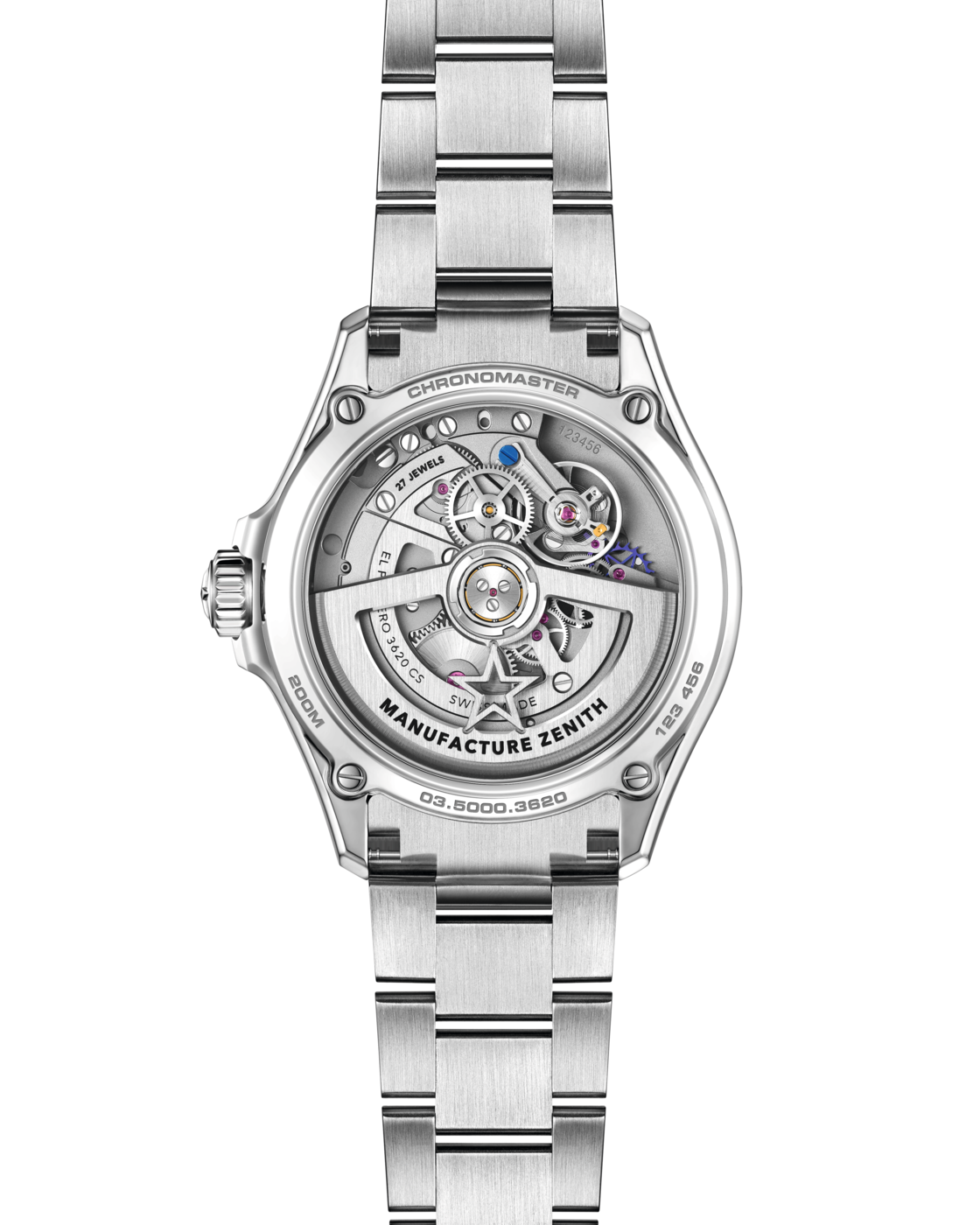 Zenith Chronomaster Solo Sport dial close-up with shark tooth minutes track and Z motif