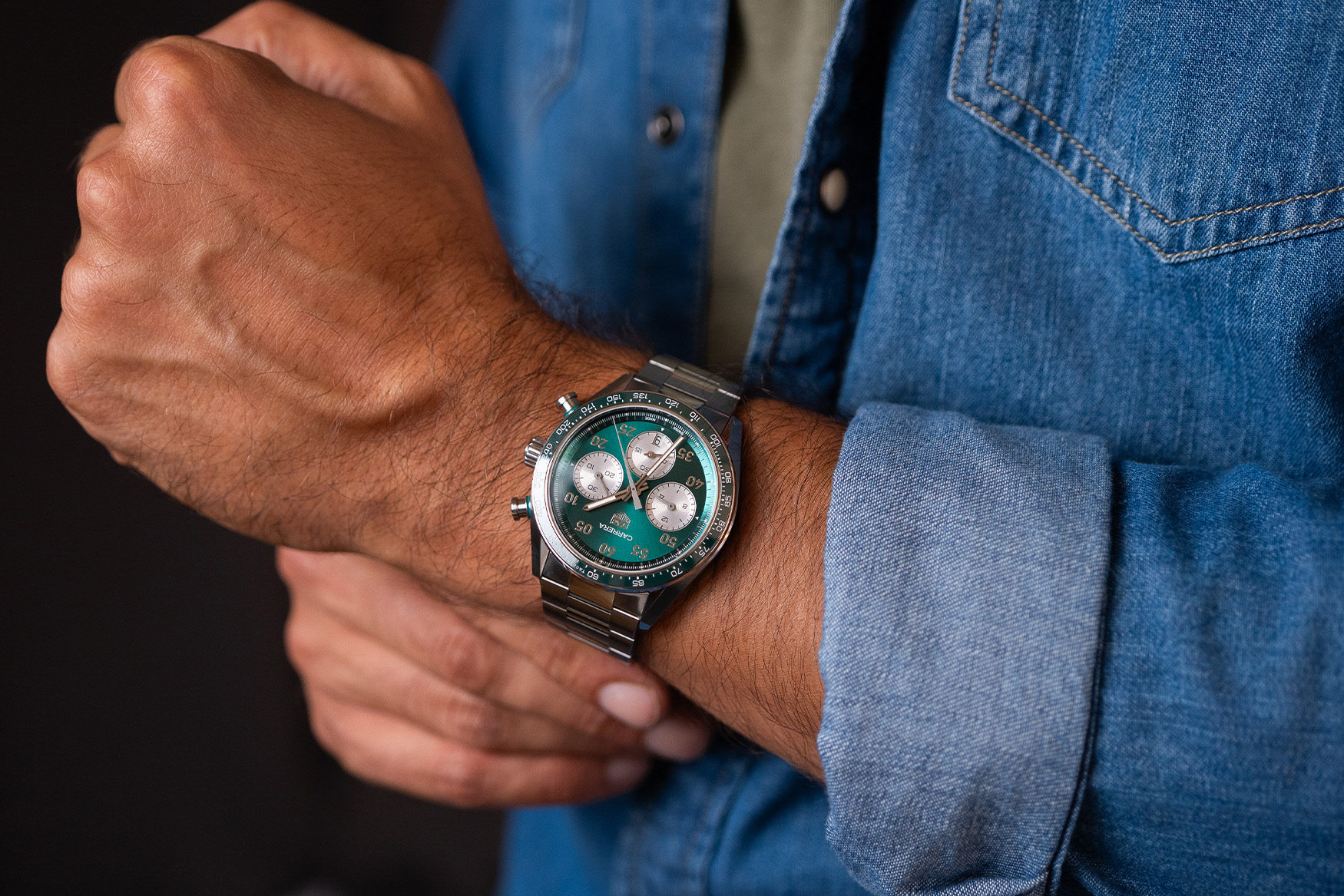 Exhibition caseback revealing the in-house TAG Heuer Calibre TH20-00 automatic chronograph movement
