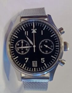 Pilot chronograph on a brown leather strap