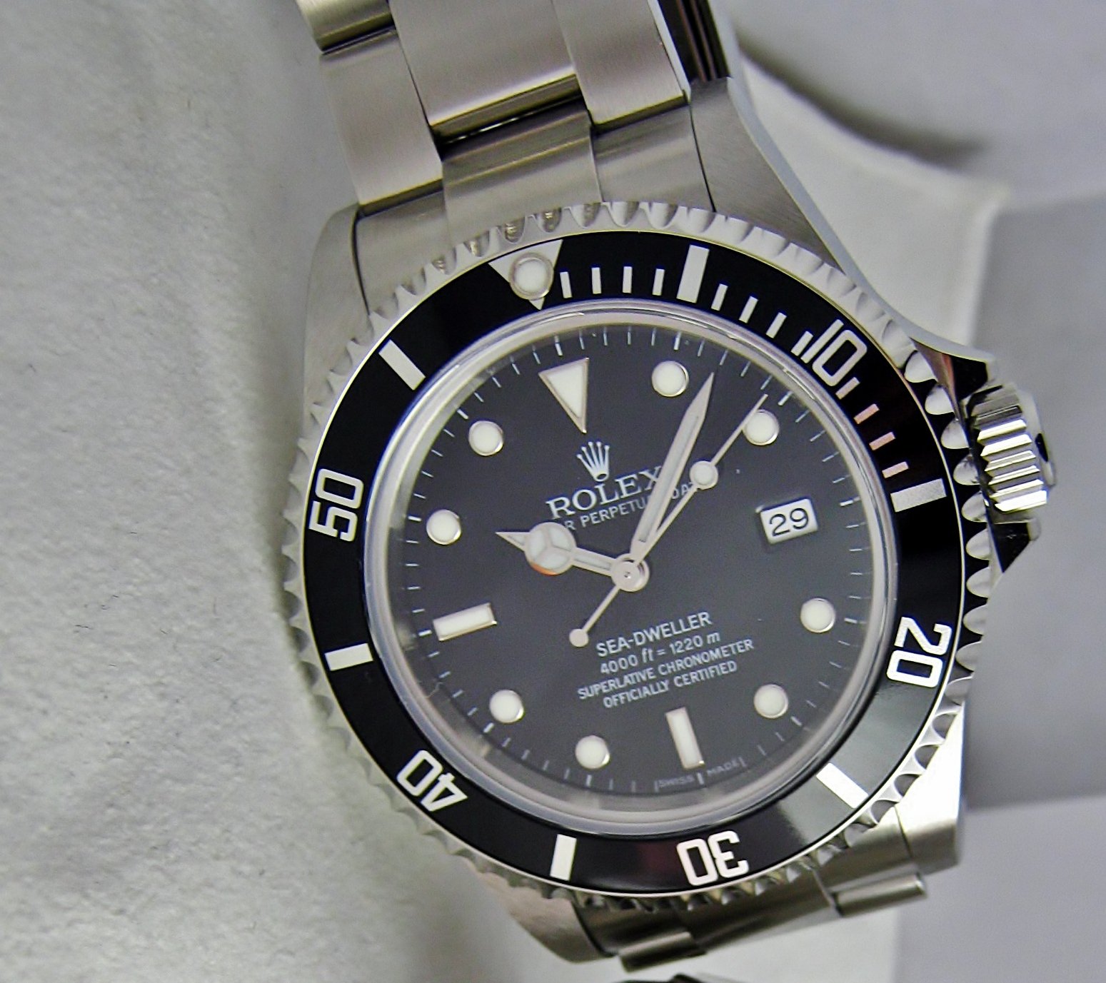 Steel bracelet watch sized for a mid-sized wrist